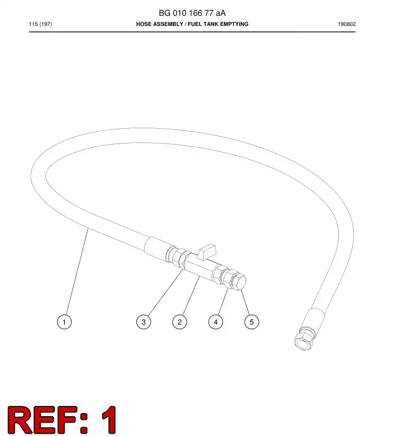 59041367 590 413 67 Hose Assembly, Hydraulic - Sandvik Technical Drawing