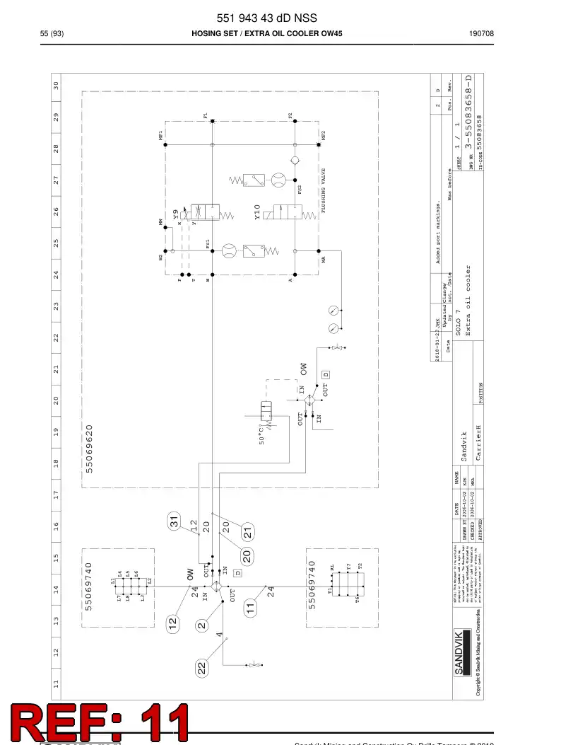 59041605a 590 416 05a Hose Assembly, Hydraulic - Sandvik Technical Drawing