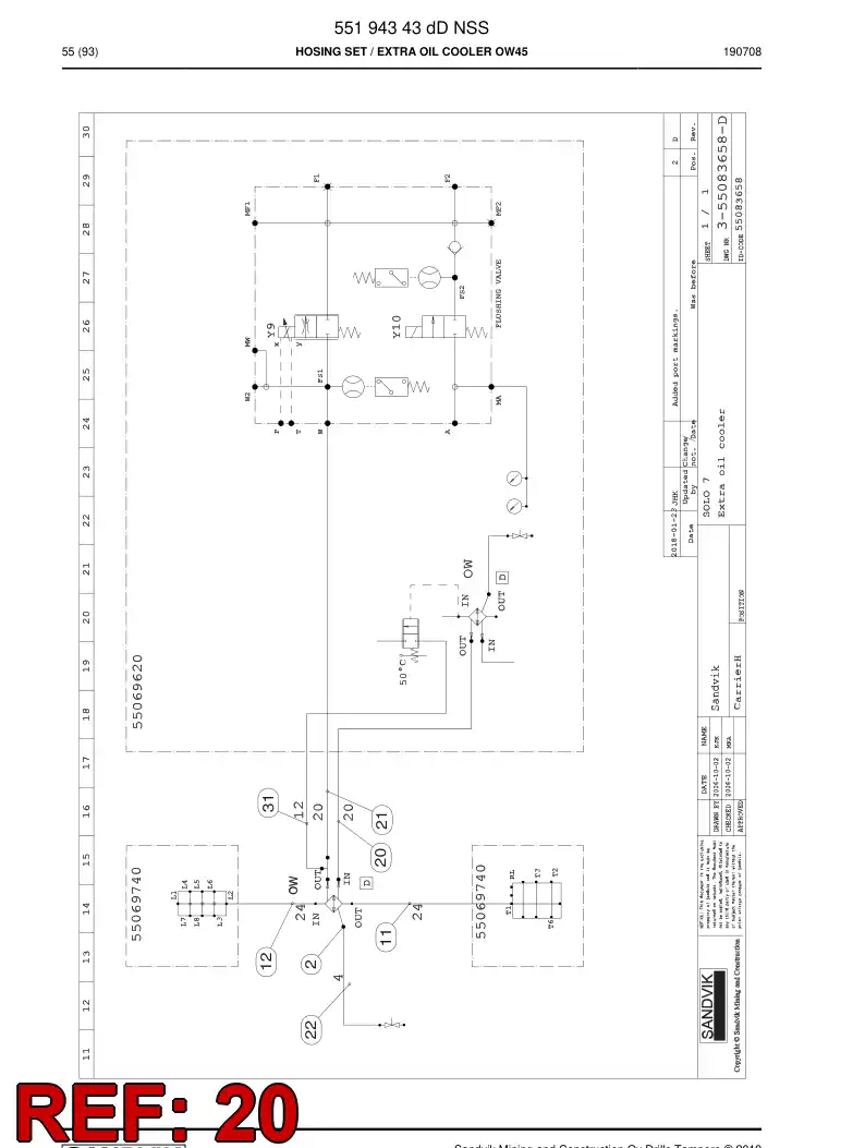 59041609a 590 416 09a Hose Assembly, Hydraulic - Sandvik Technical Drawing