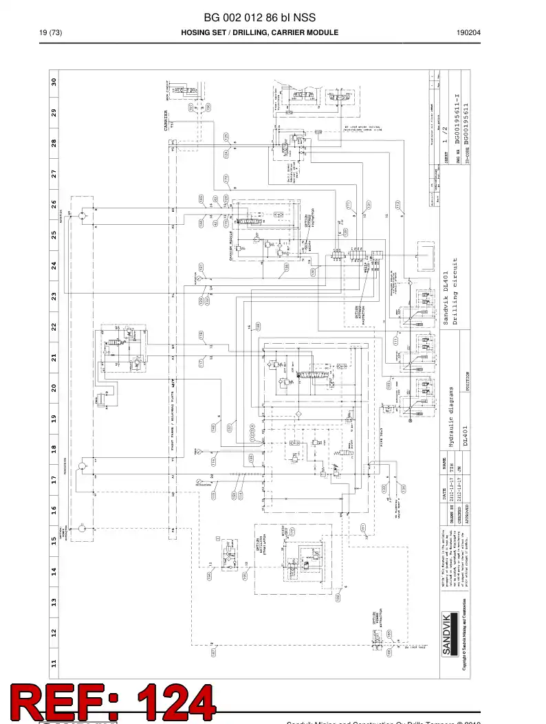 59041639c 590 416 39c ASSEMBLY DE HOSES, HYDRAULICULICAS - Sandvik Technical Drawing