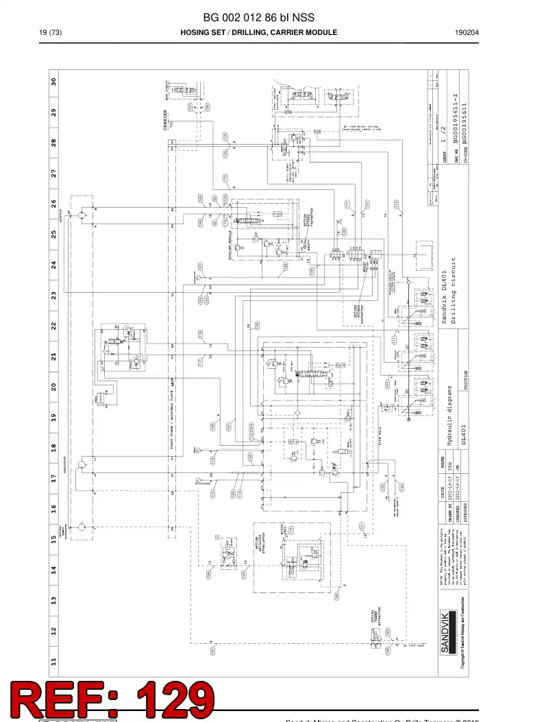 59041641a 590 416 41a ASSEMBLY DE HOSES, HYDRAULICULICAS - Sandvik Technical Drawing