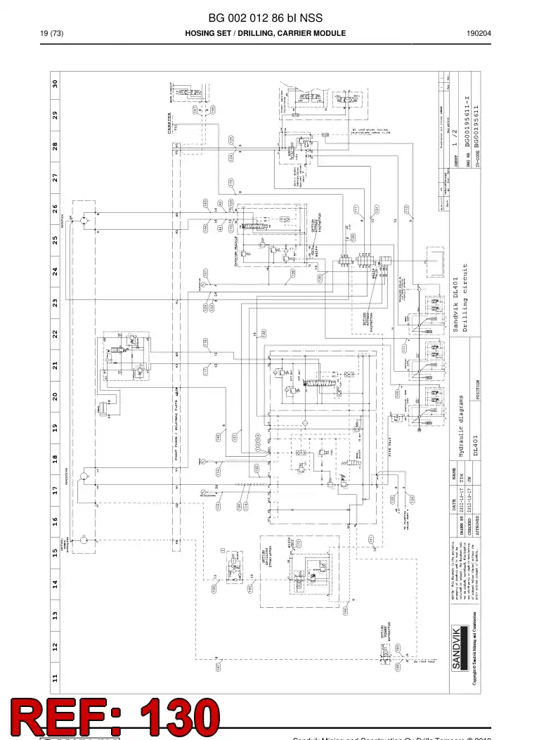 59041643a 590 416 43a ASSEMBLY DE HOSES, HYDRAULICULICAS - Sandvik Technical Drawing