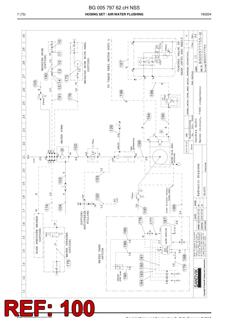 59042281a 590 422 81a Hose Assembly, Hydraulic - Sandvik Technical Drawing