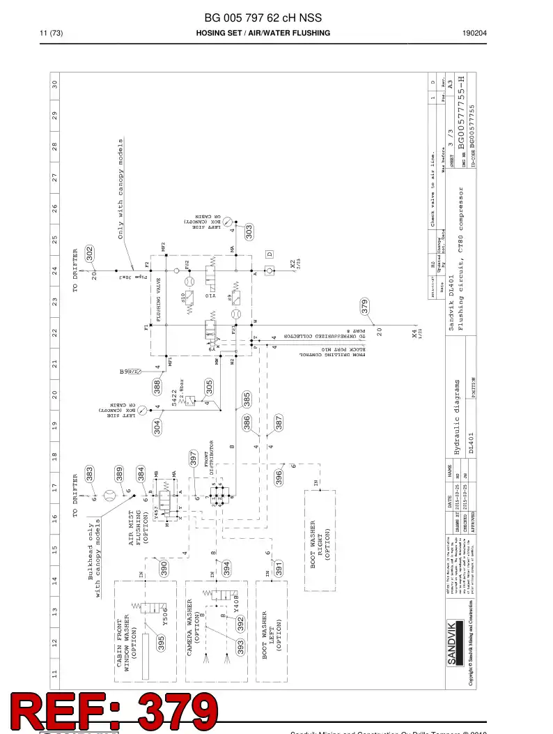 59042291a 590 422 91a Hose Assembly, Hydraulic - Sandvik Technical Drawing