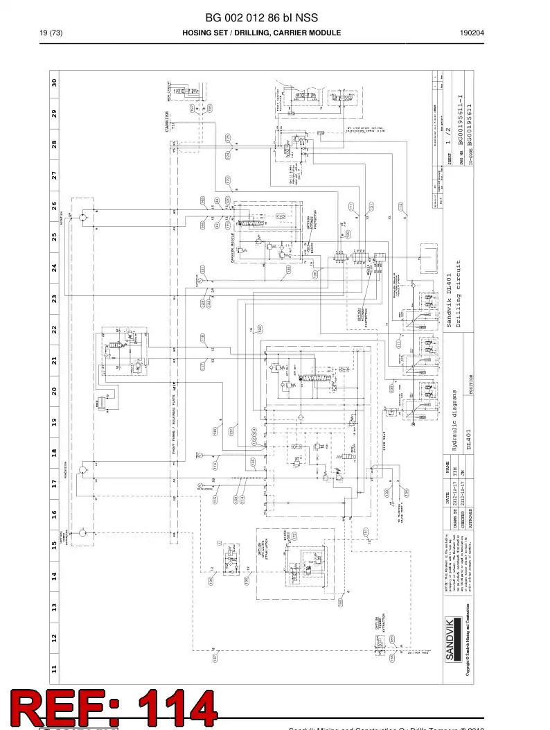 59042293 590 422 93 ASSEMBLY DE HOSES, HYDRAULICULICAS - Sandvik Technical Drawing