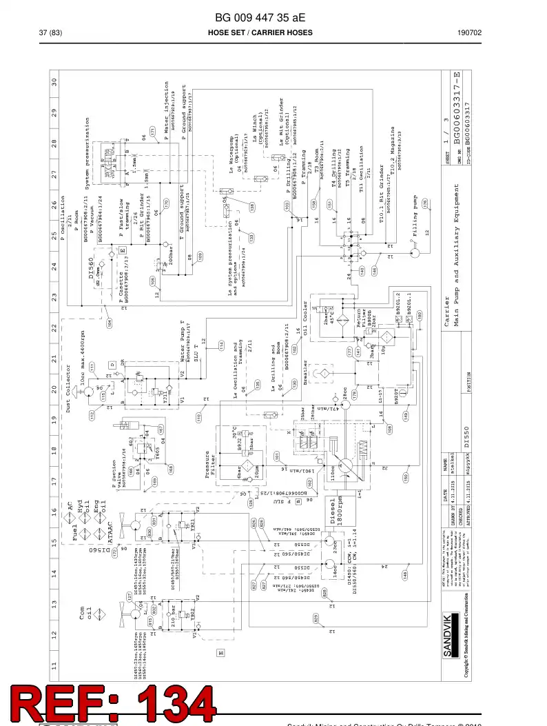 59042709a 590 427 09a Hose Assembly, Hydraulic - Sandvik Technical Drawing