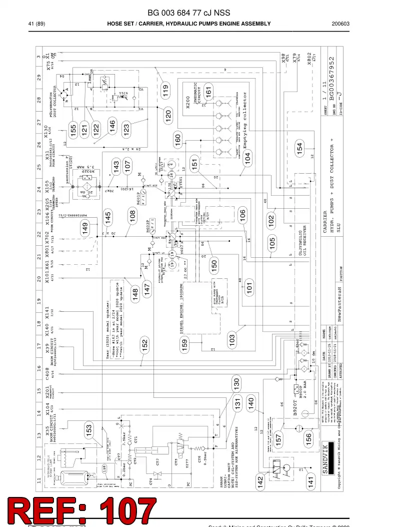 59042721a 590 427 21a Hose Assembly, Hydraulic - Sandvik Technical Drawing