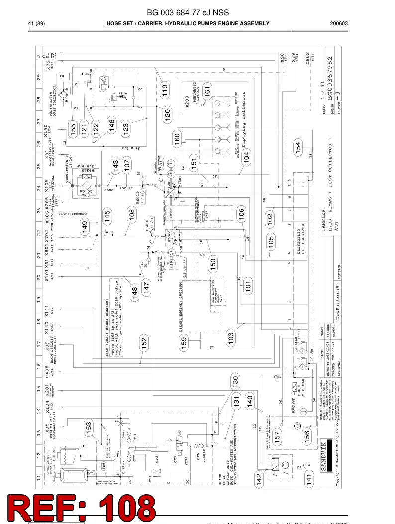 59042723a 590 427 23a Hose Assembly, Hydraulic - Sandvik Technical Drawing