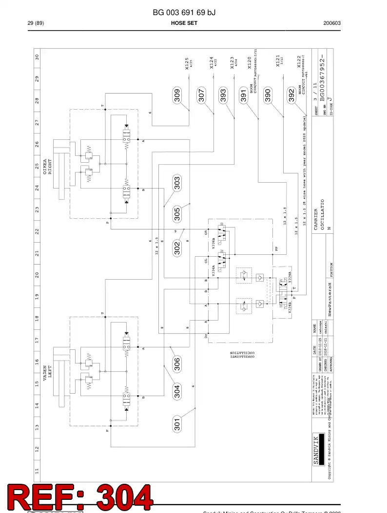 59042755a 590 427 55a Hose Assembly, Hydraulic - Sandvik Technical Drawing