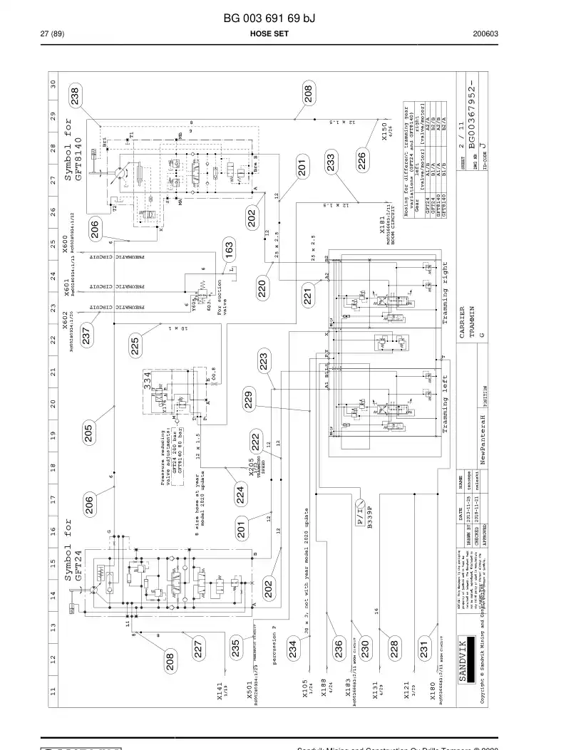 59042765d 590 427 65d Hose Assembly, Hydraulic - Sandvik Technical Drawing