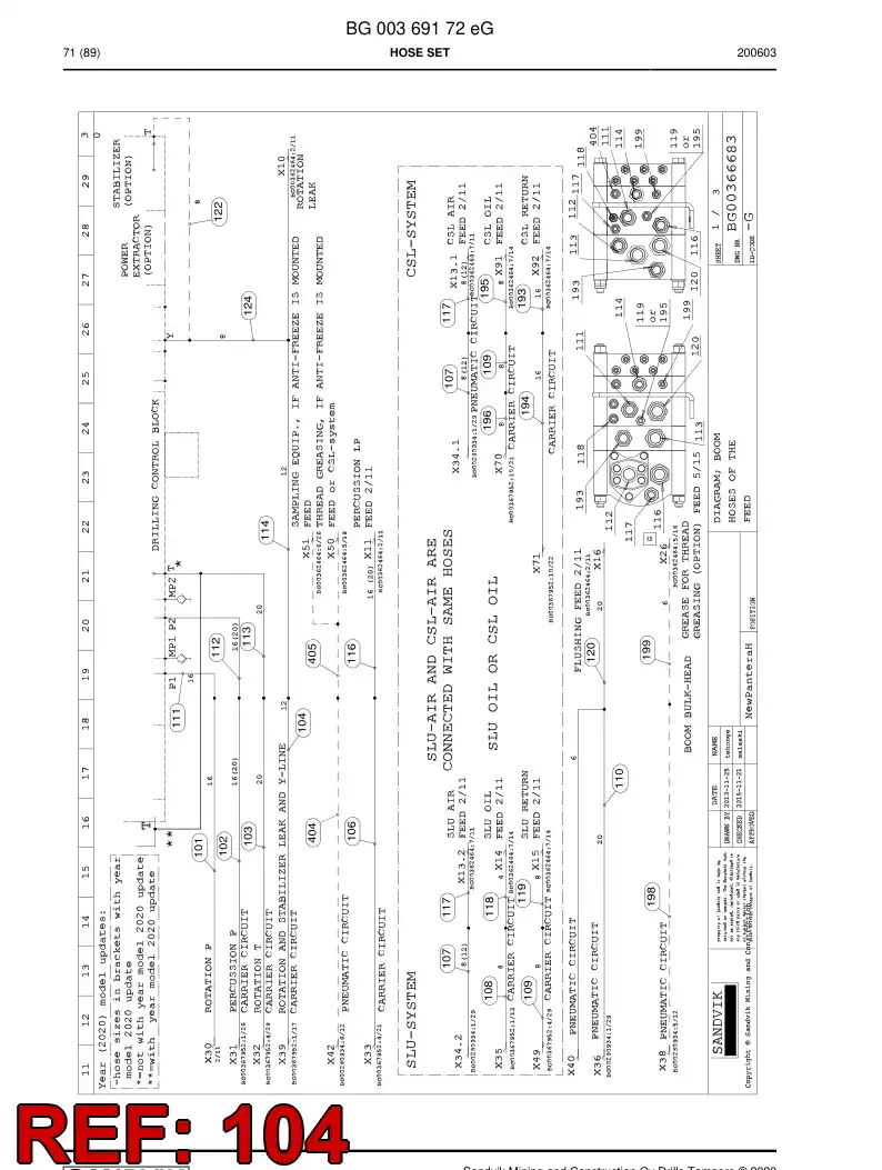 59042771d 590 427 71d Hose Assembly, Hydraulic - Sandvik Technical Drawing
