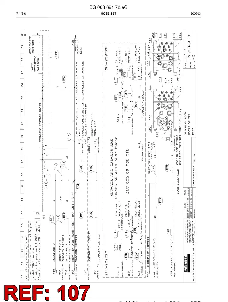 59042775d 590 427 75d Hose Assembly, Hydraulic - Sandvik Technical Drawing