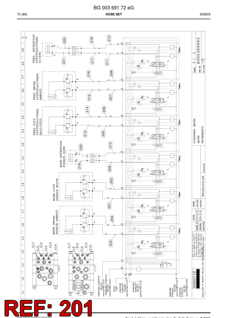 59042779a 590 427 79a Hose Assembly, Hydraulic - Sandvik Technical Drawing