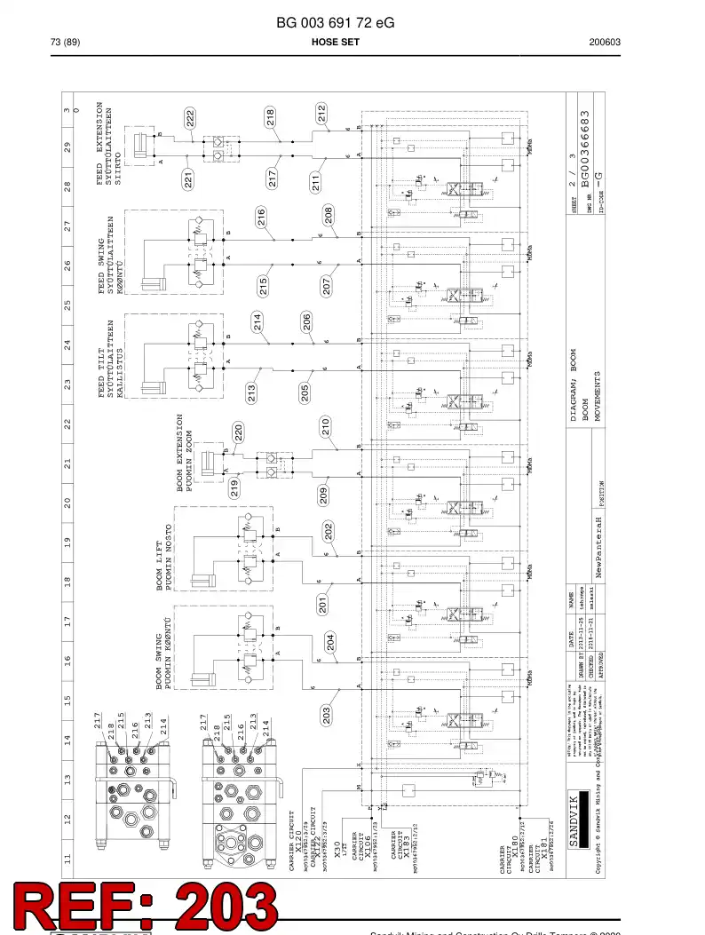 59042781a 590 427 81a Hose Assembly, Hydraulic - Sandvik Technical Drawing