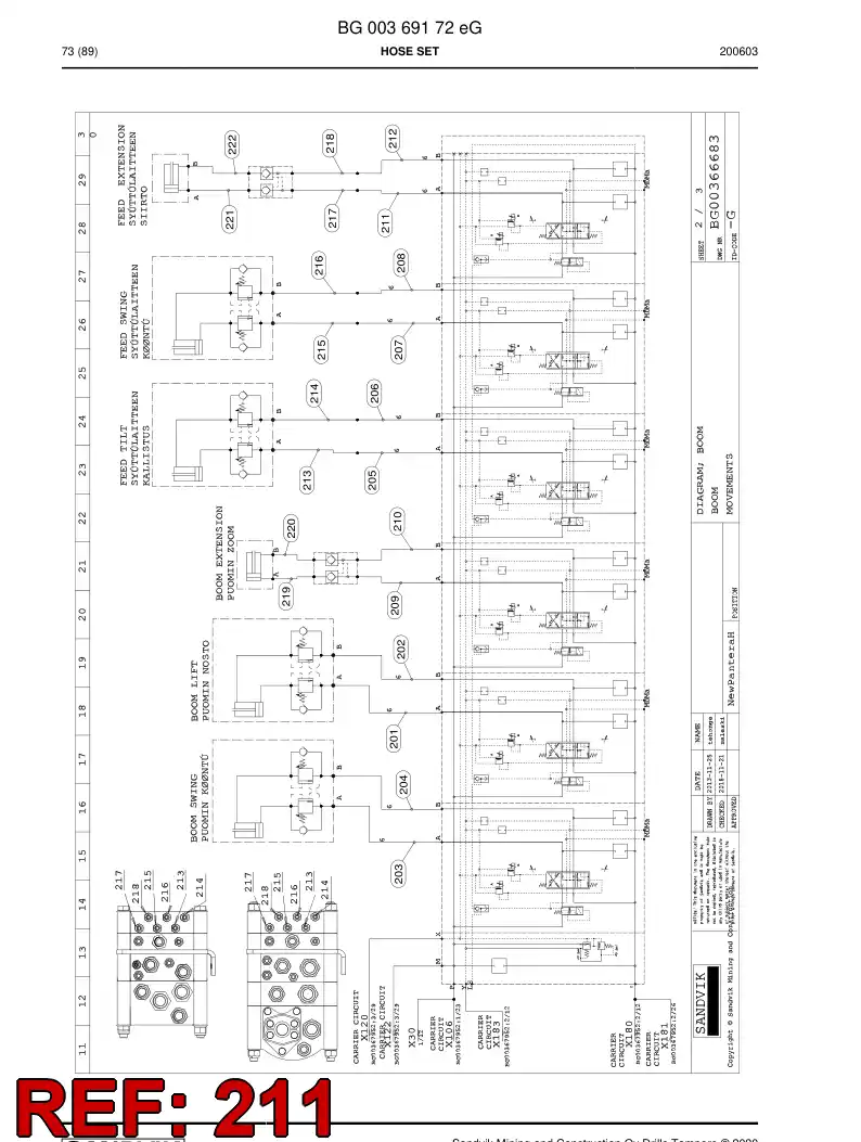 59042785a 590 427 85a Hose Assembly, Hydraulic - Sandvik Technical Drawing
