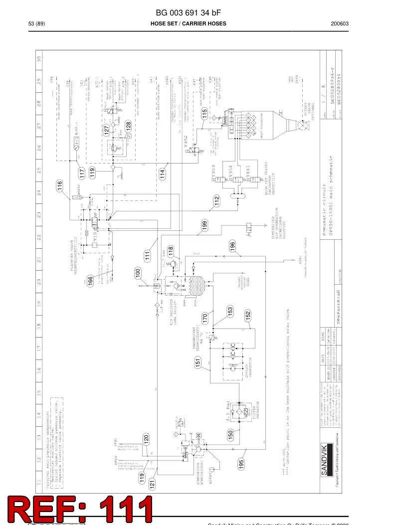 59042787a 590 427 87a Hose Assembly, Hydraulic - Sandvik Technical Drawing