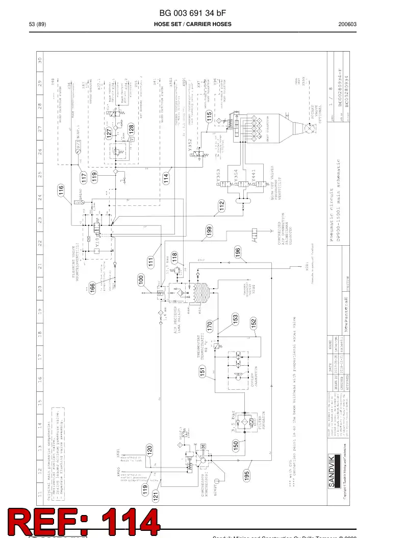 59042789c 590 427 89c Hose Assembly, Hydraulic - Sandvik Technical Drawing