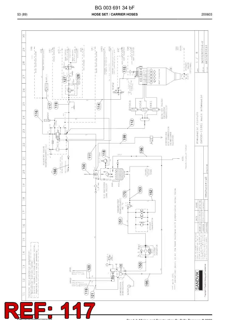 59042791a 590 427 91a Hose Assembly, Hydraulic - Sandvik Technical Drawing