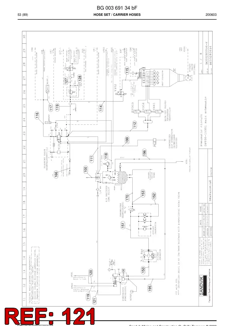 59042799c 590 427 99c Hose Assembly, Hydraulic - Sandvik Technical Drawing