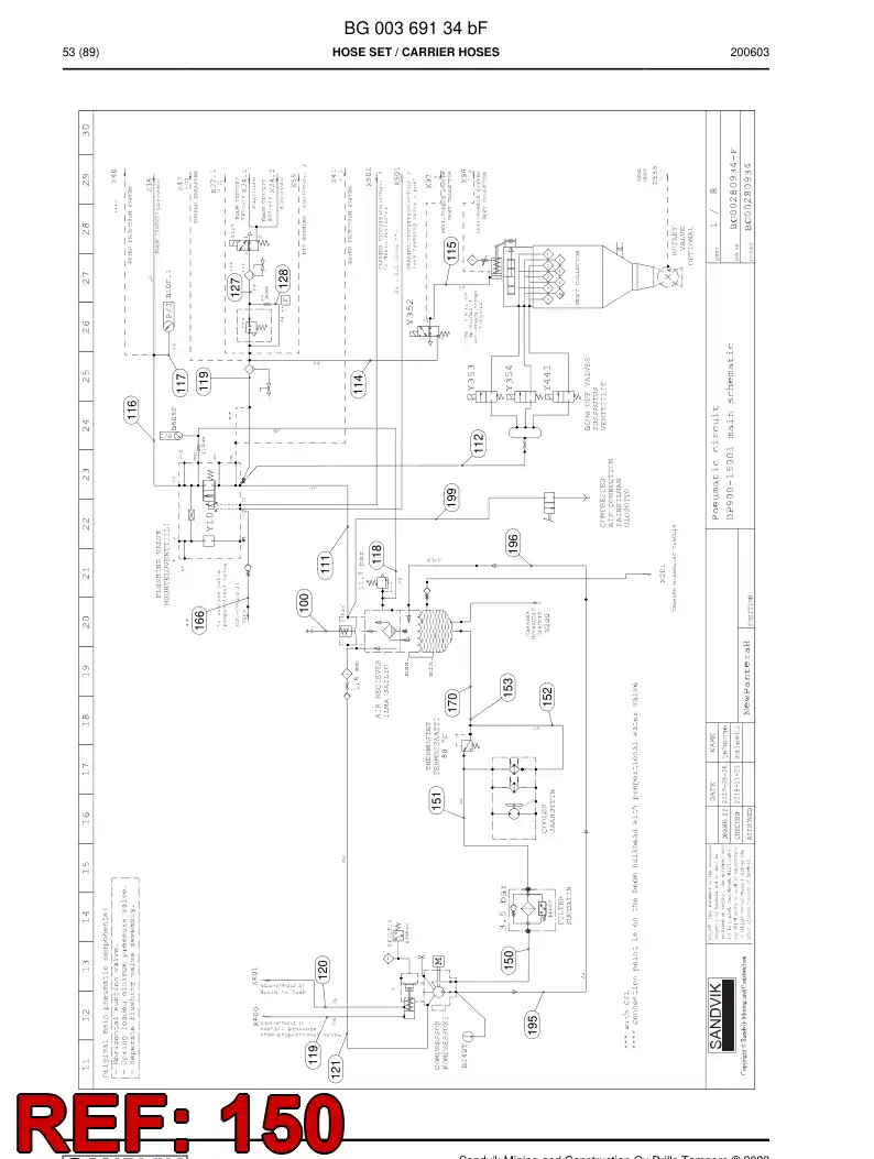 59042801a 590 428 01a Hose Assembly, Hydraulic - Sandvik Technical Drawing