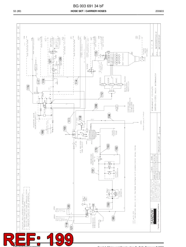 59042809a 590 428 09a Hose Assembly, Hydraulic - Sandvik Technical Drawing