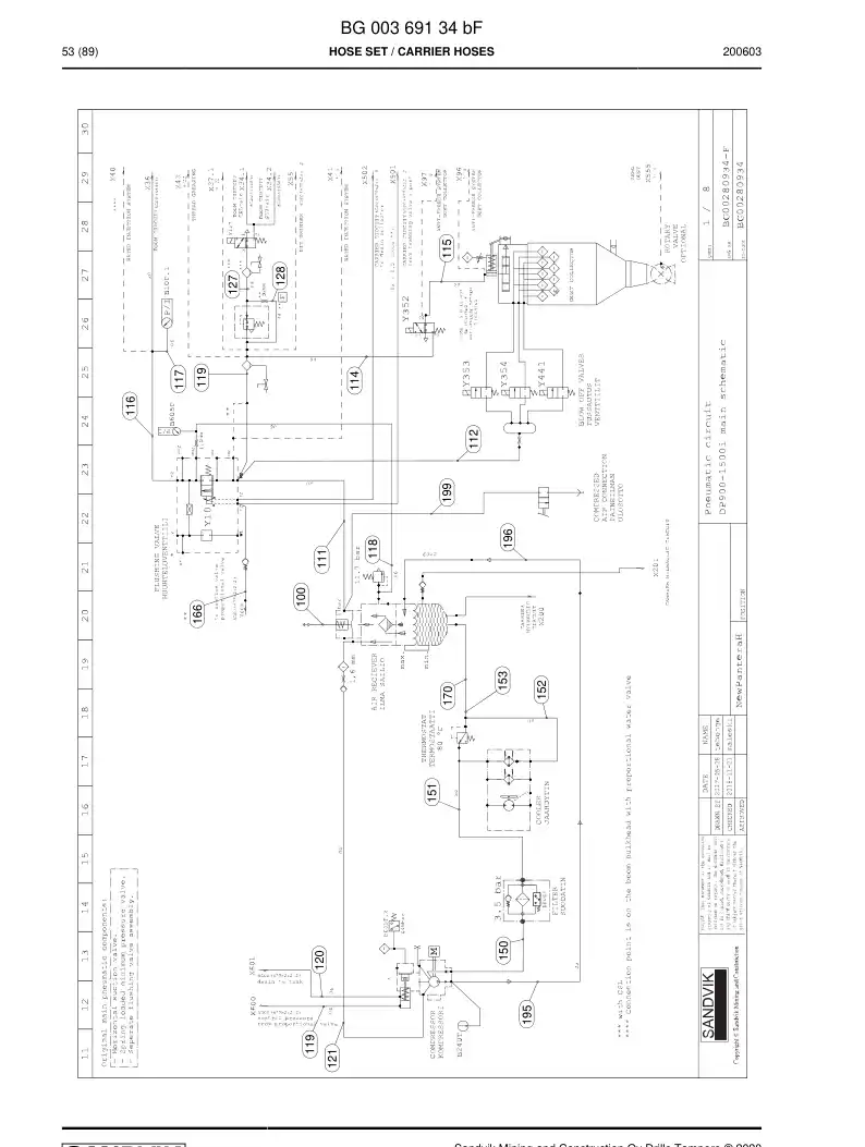 59042811c 590 428 11c Hose Assembly, Hydraulic - Sandvik Technical Drawing