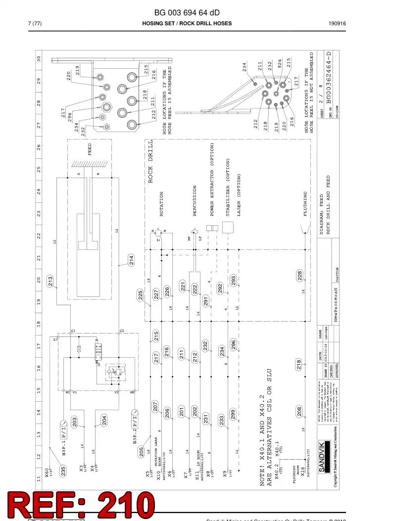 59042839d 590 428 39d Hose Assembly, Hydraulic - Sandvik Technical Drawing