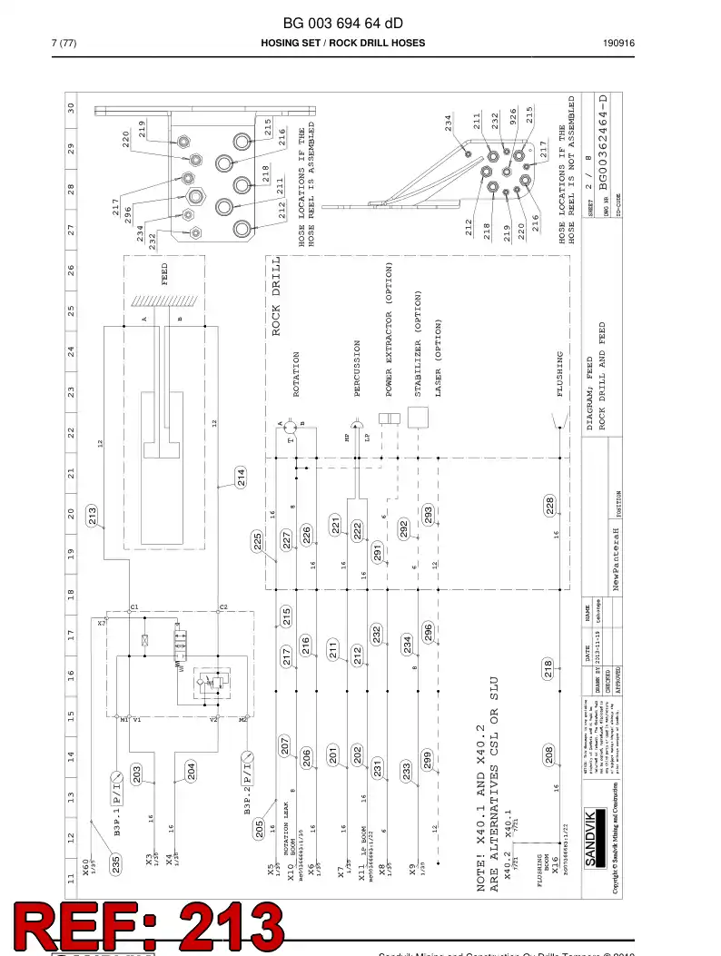 59042841d 590 428 41d Hose Assembly, Hydraulic - Sandvik Technical Drawing