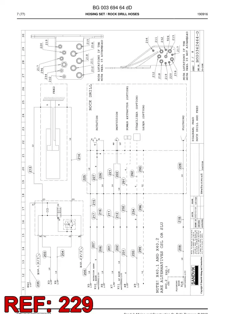 59042849d 590 428 49d Hose Assembly, Hydraulic - Sandvik Technical Drawing