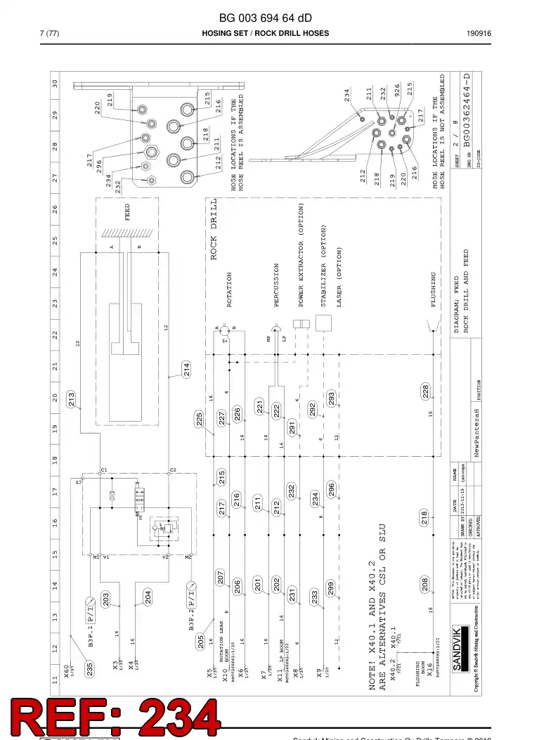 59042853d 590 428 53d Hose Assembly, Hydraulic - Sandvik Technical Drawing