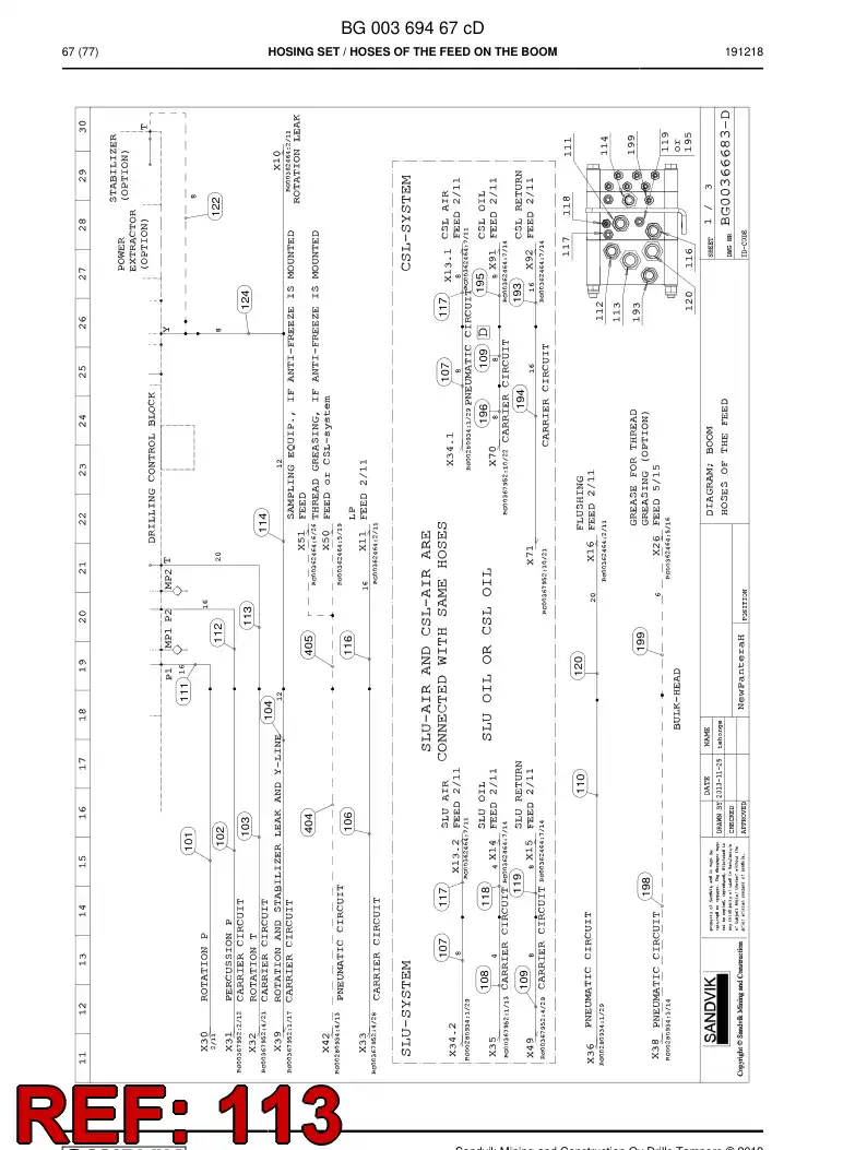 59042859a 590 428 59a Hose Assembly, Hydraulic - Sandvik Technical Drawing