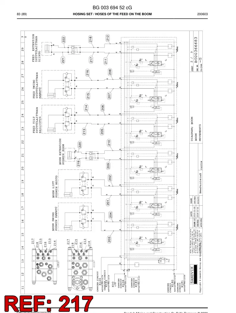 59042873a 590 428 73a Hose Assembly, Hydraulic - Sandvik Technical Drawing