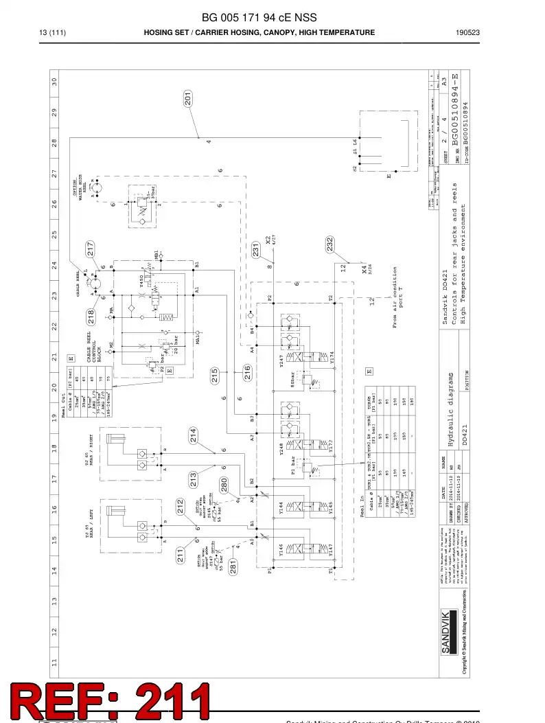 59042881a 590 428 81a Hose Assembly, Hydraulic - Sandvik Technical Drawing