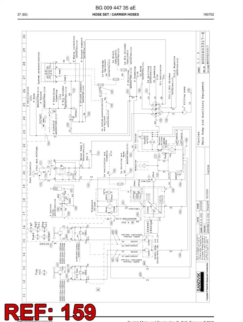 59042891a 590 428 91a Hose Assembly, Hydraulic - Sandvik Technical Drawing