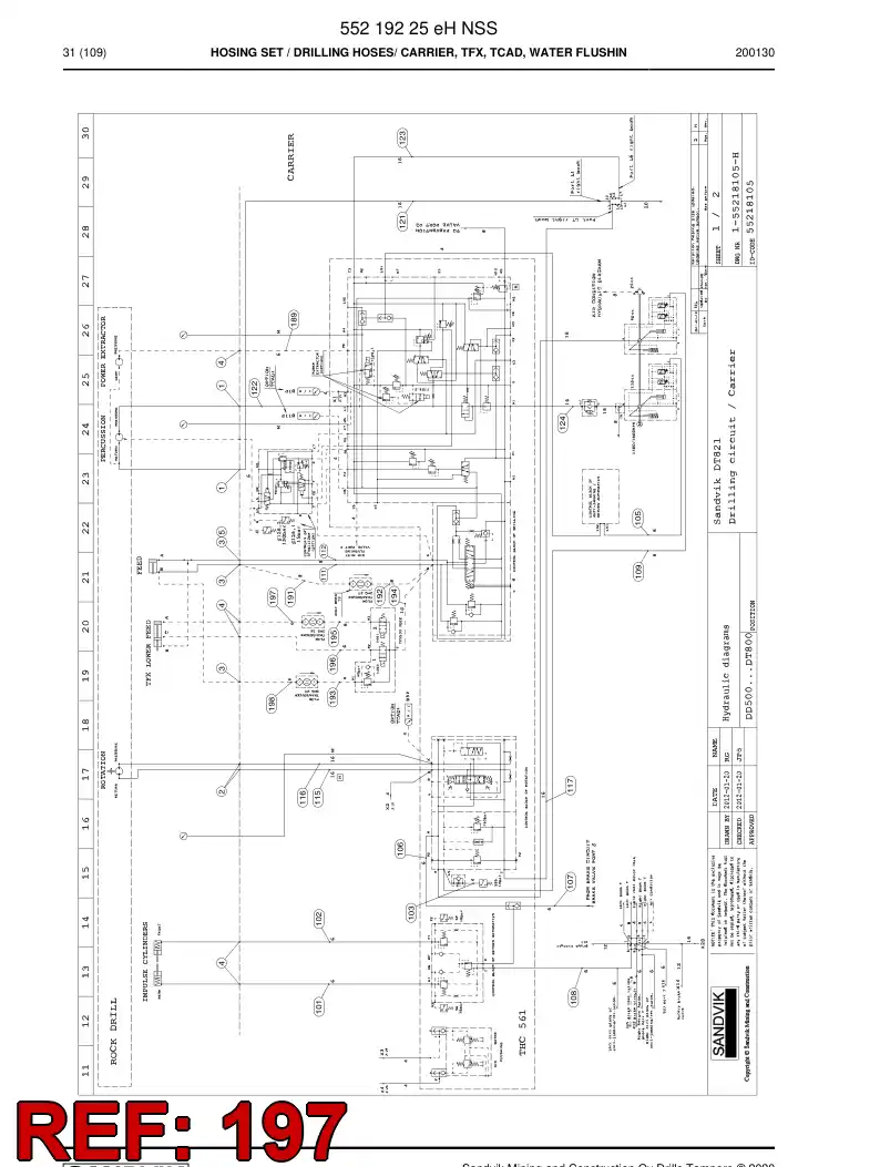 59042893a 590 428 93a Hose Assembly, Hydraulic - Sandvik Technical Drawing