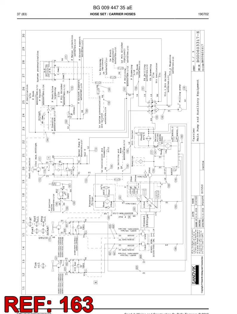 59042895a 590 428 95a Hose Assembly, Hydraulic - Sandvik Technical Drawing