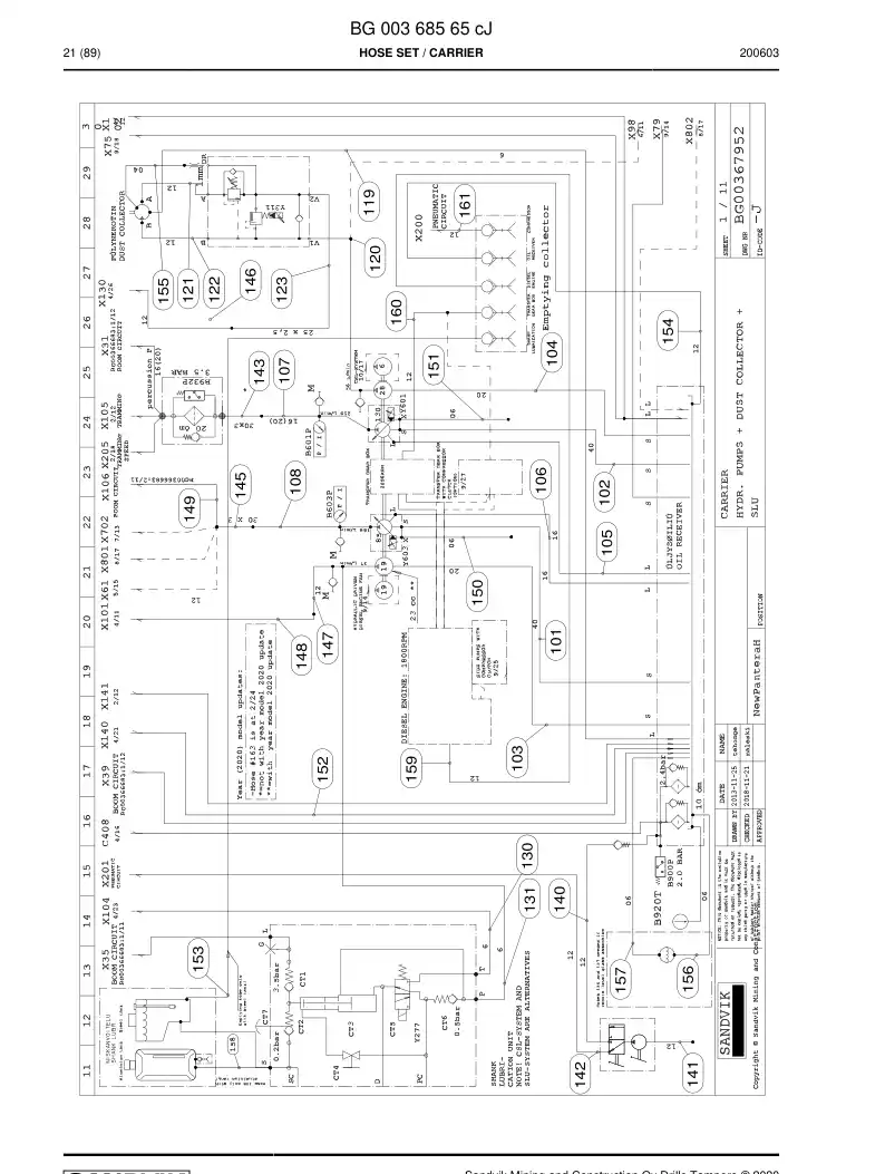 59042909b 590 429 09b Hose Assembly, Hydraulic - Sandvik Technical Drawing