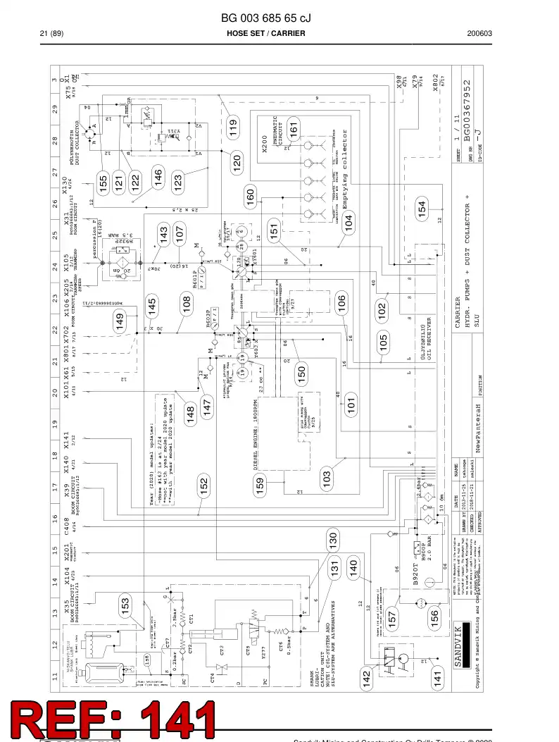 59042915a 590 429 15a Hose Assembly, Hydraulic - Sandvik Technical Drawing