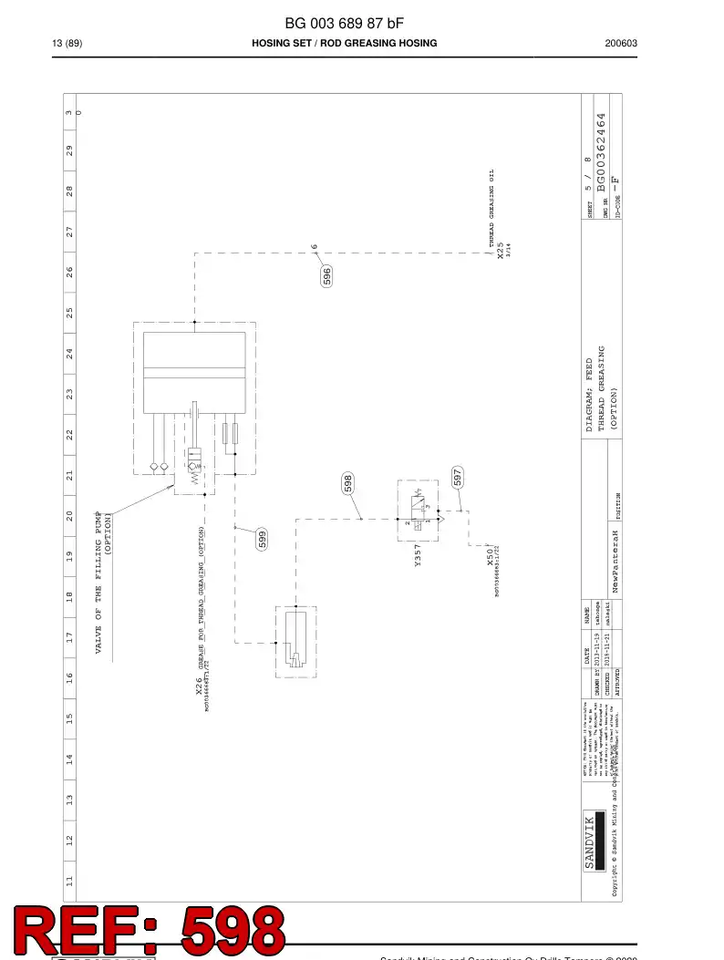 59042939a 590 429 39a Hose Assembly, Hydraulic - Sandvik Technical Drawing