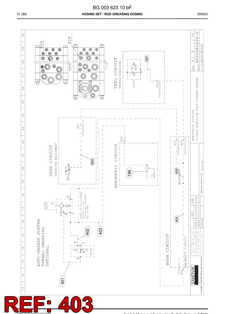 59042943d 590 429 43d Hose Assembly, Hydraulic - Sandvik Technical Drawing