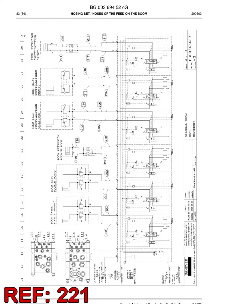 59043069a 590 430 69a Hose Assembly, Hydraulic - Sandvik Technical Drawing