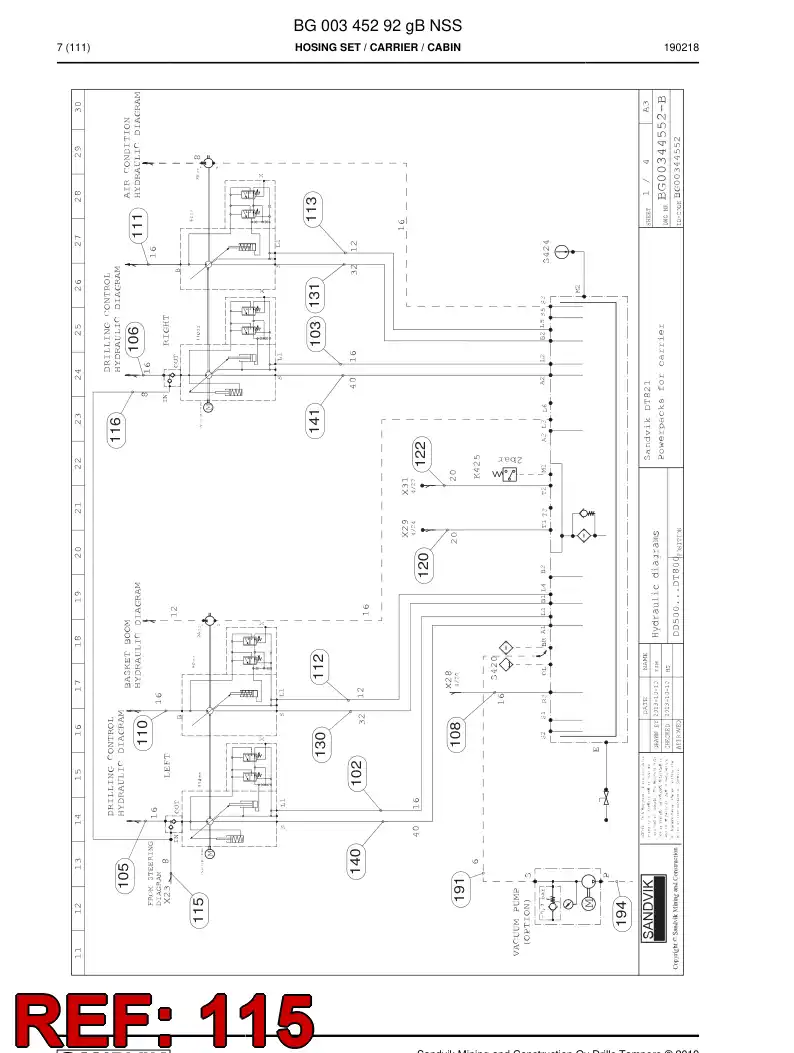 59043107d 590 431 07d Hose Assembly, Hydraulic - Sandvik Technical Drawing