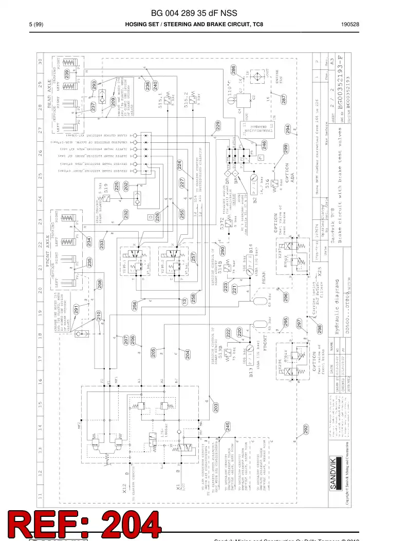 59043113a 590 431 13a Hose Assembly, Hydraulic - Sandvik Technical Drawing
