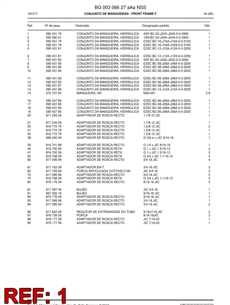 59043175a 590 431 75a ASSEMBLY DA HOSE, HYDRAULICULICA - Sandvik Technical Drawing