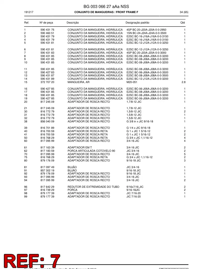 59043183a 590 431 83a ASSEMBLY DA HOSE, HYDRAULICULICA - Sandvik Technical Drawing