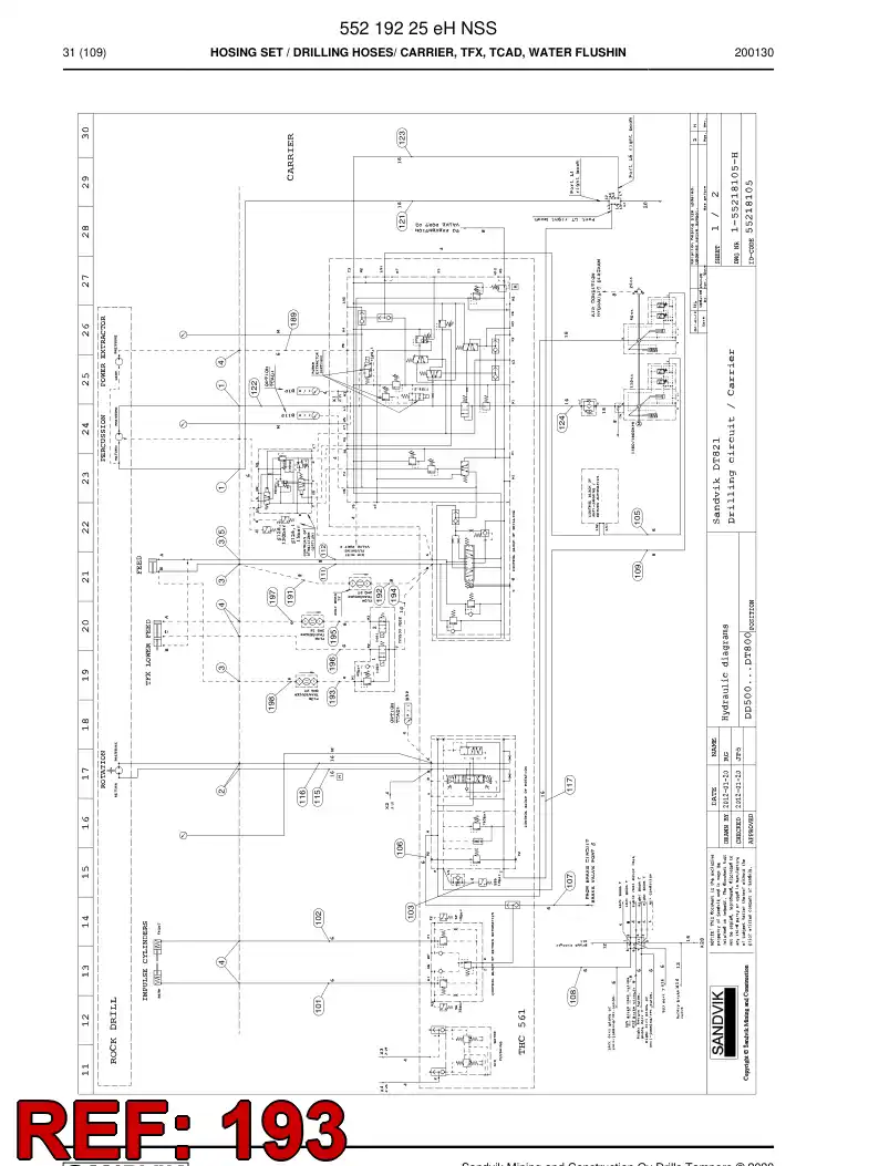 59043187d 590 431 87d Hose Assembly, Hydraulic - Sandvik Technical Drawing