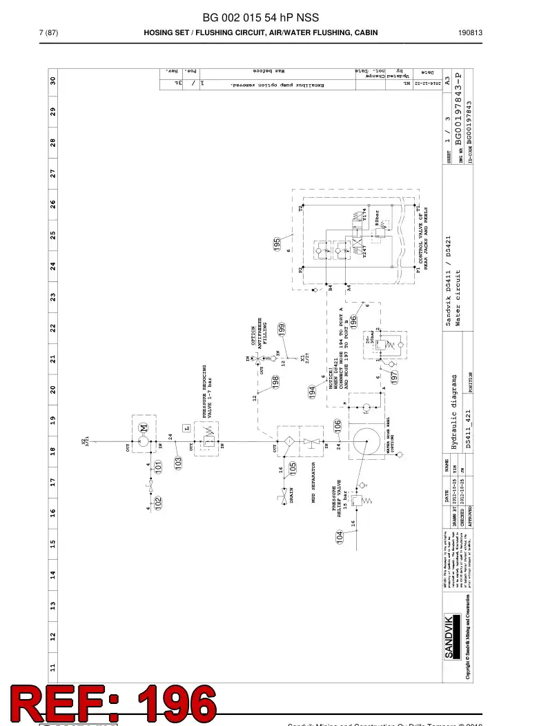59043235a 590 432 35a Hose Assembly, Hydraulic - Sandvik Technical Drawing