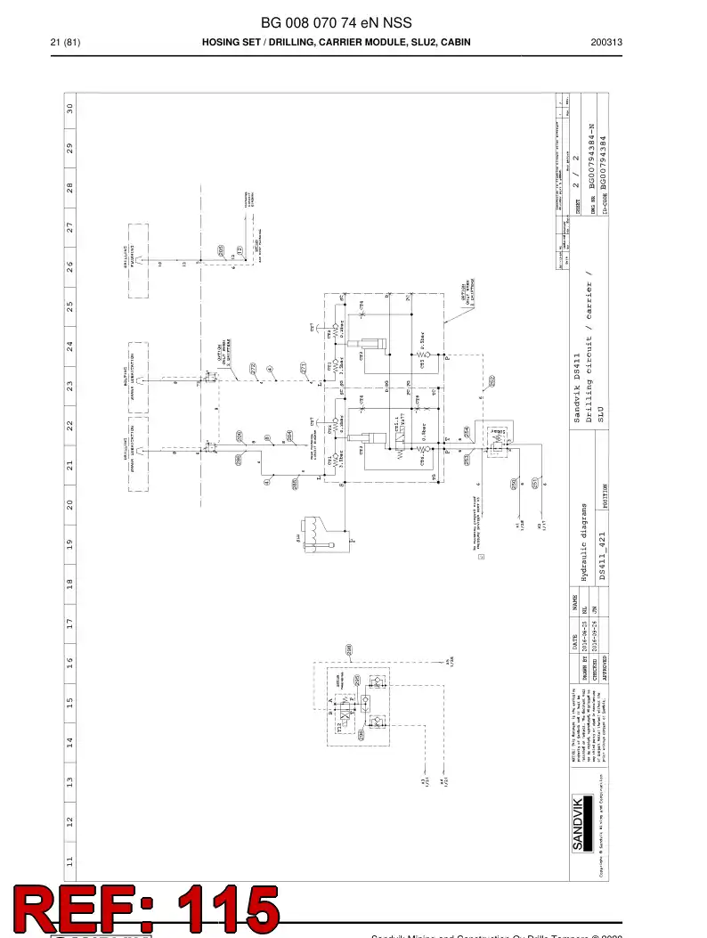 59043305c 590 433 05c Hose Assembly, Hydraulic - Sandvik Technical Drawing