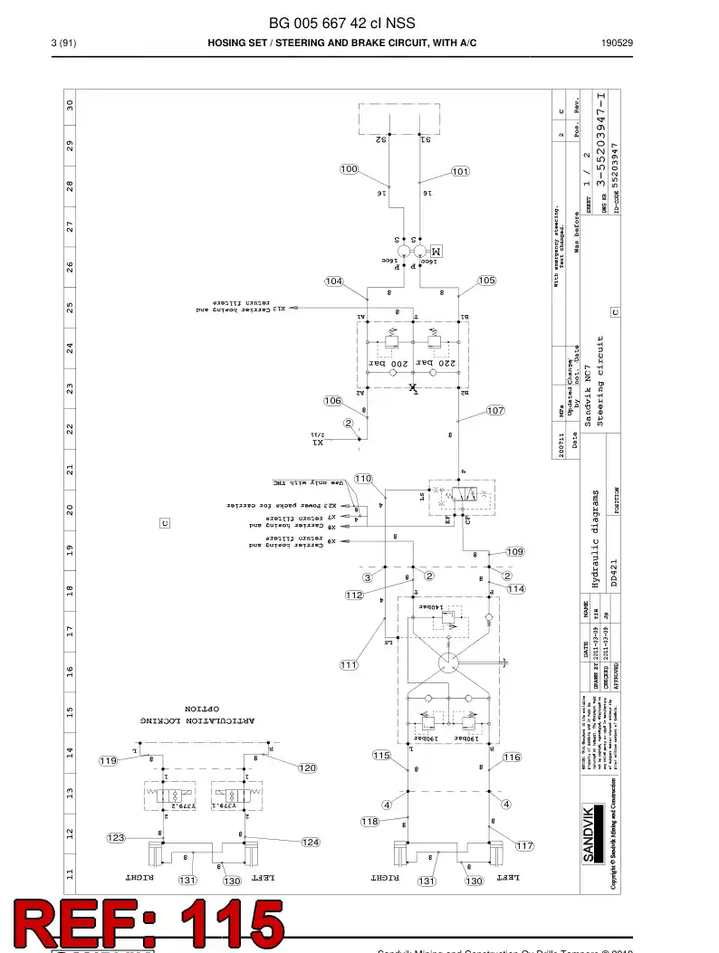 59043331d 590 433 31d Hose Assembly, Hydraulic - Sandvik Technical Drawing