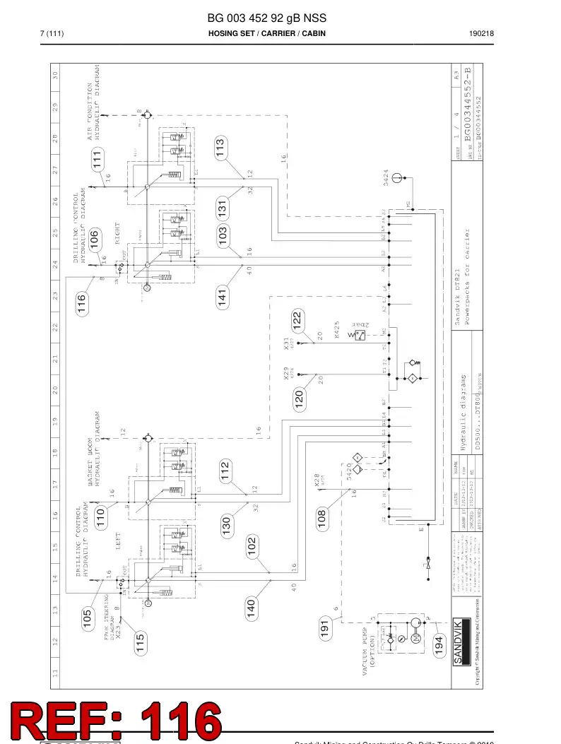 59043343d 590 433 43d Hose Assembly, Hydraulic - Sandvik Technical Drawing
